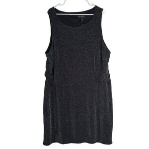 NWT Lane Bryant Black Metallic Shimmer Sleeveless Ruched Dress Size 26/28
